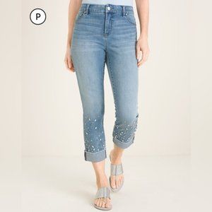 CHICOS | Petite Simulated Stone-Hem Boyfriend Jean